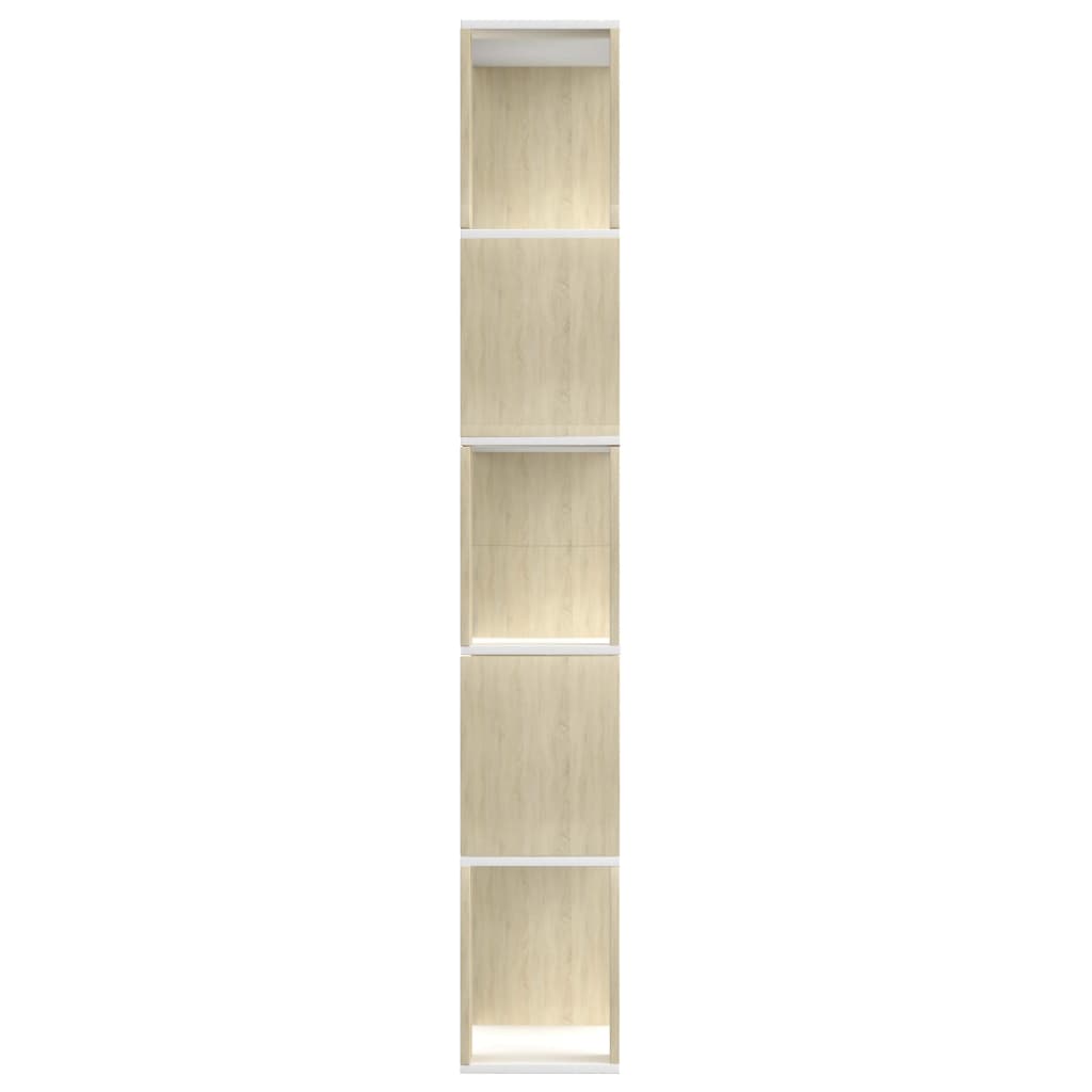 Book Cabinet/Room Divider White and Sonoma Oak Chipboard - 80×24×159cm