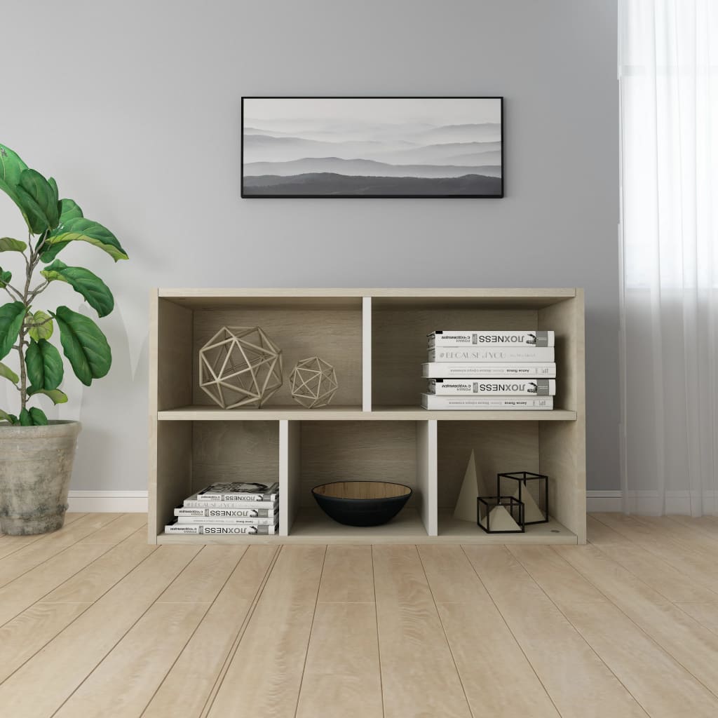 Book Cabinet/Sideboard White and Sonoma Oak Chipboard