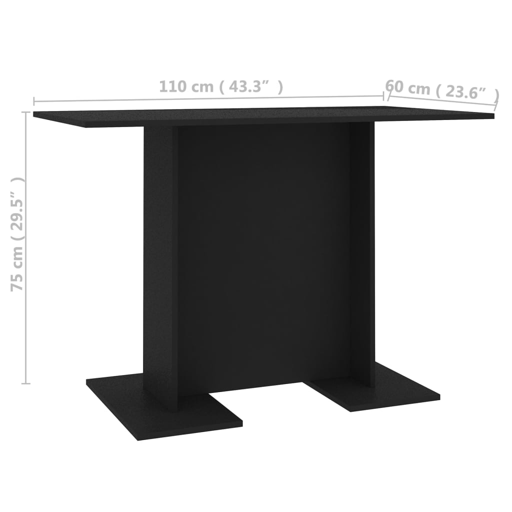 Dining Table Black Chipboard