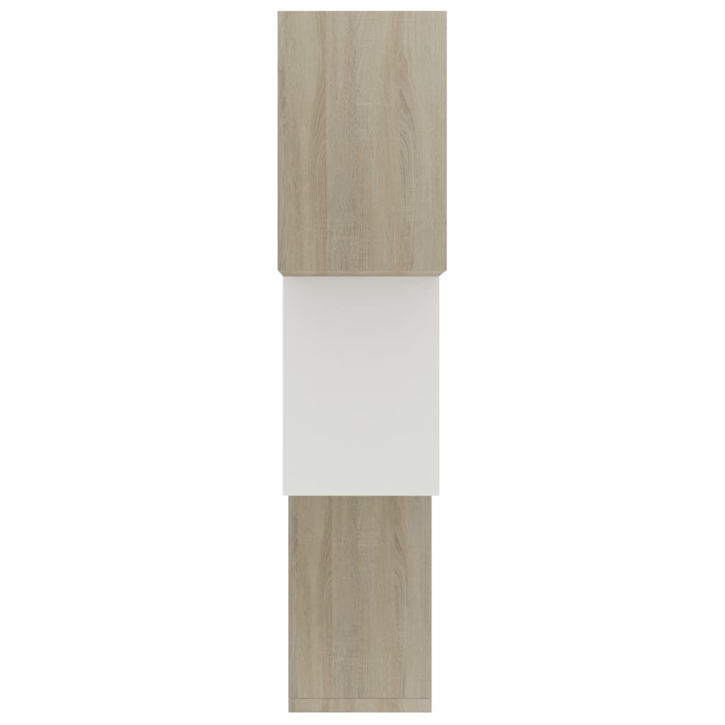 Cube Wall Shelves White and Sonoma Oak Chipboard