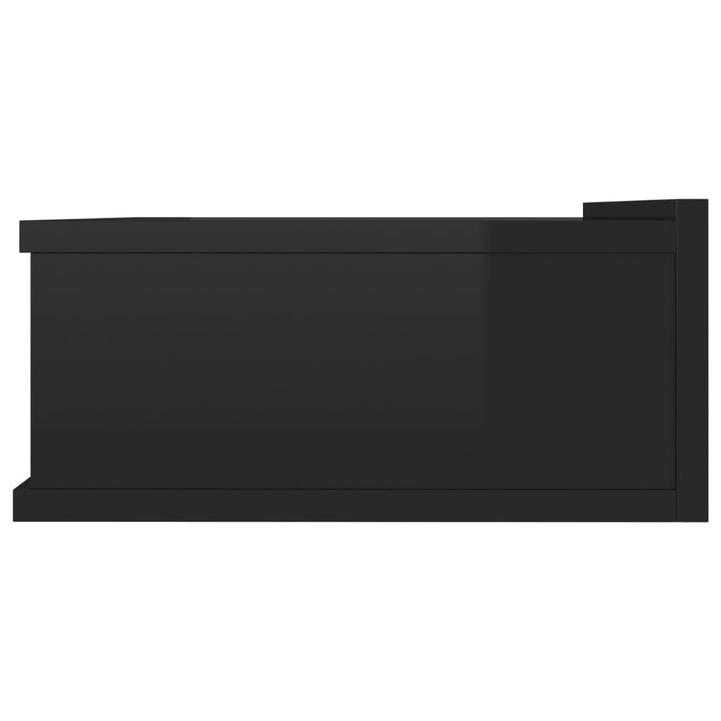 Floating Nightstands 2 pcs High Gloss Black Chipboard - 40×30×15cm