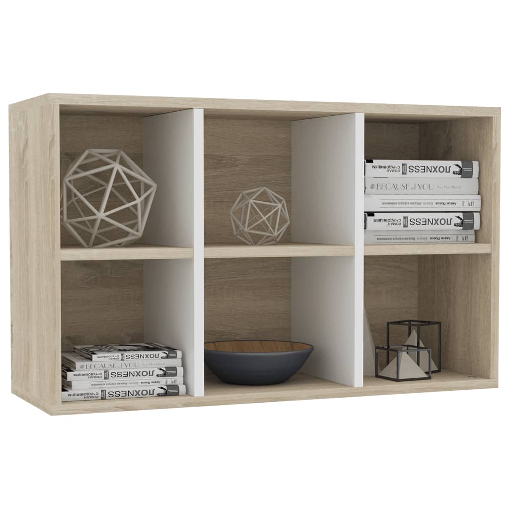 Book Cabinet/Sideboard White and Sonoma Oak Chipboard