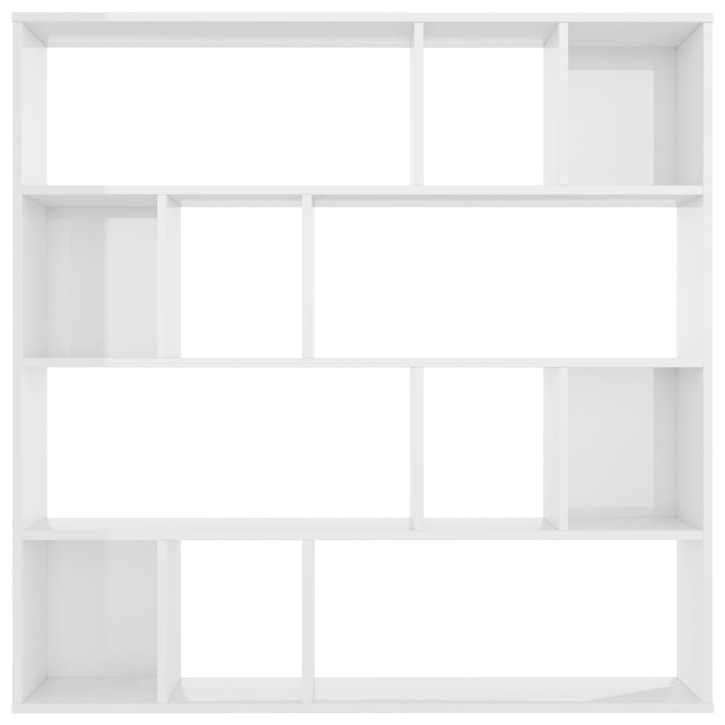Room Divider/Book Cabinet High Gloss White Chipboard