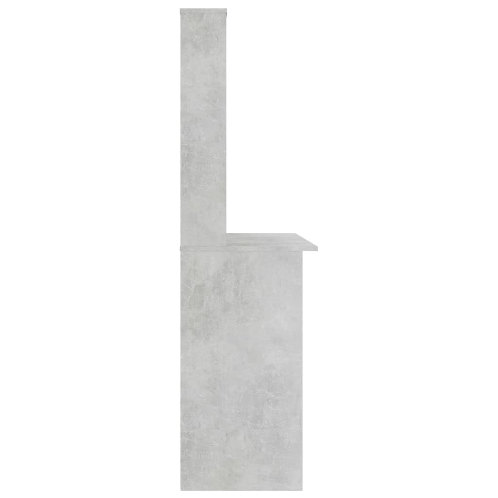 Desk with Shelves Concrete Grey Chipboard