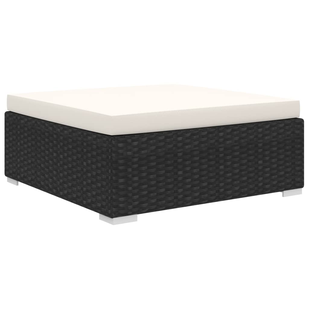 9 Piece Garden Lounge Set with Cushions Poly Rattan Black - 70×70×26cm