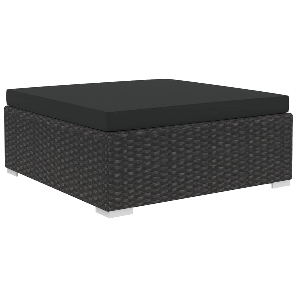 9 Piece Garden Lounge Set with Cushions Poly Rattan Black - 70×70×52.5cm