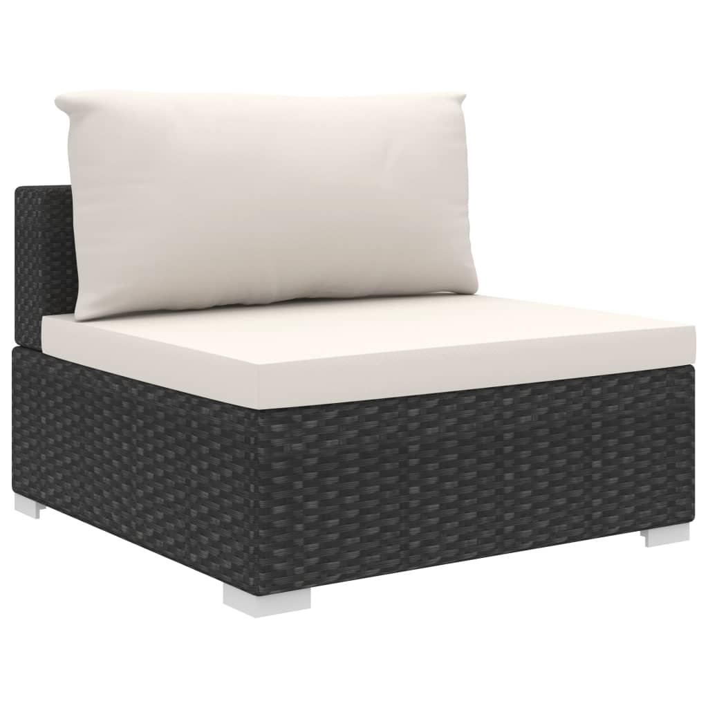 4 Piece Garden Lounge Set with Cushions Poly Rattan Black - 70×70×52.5cm