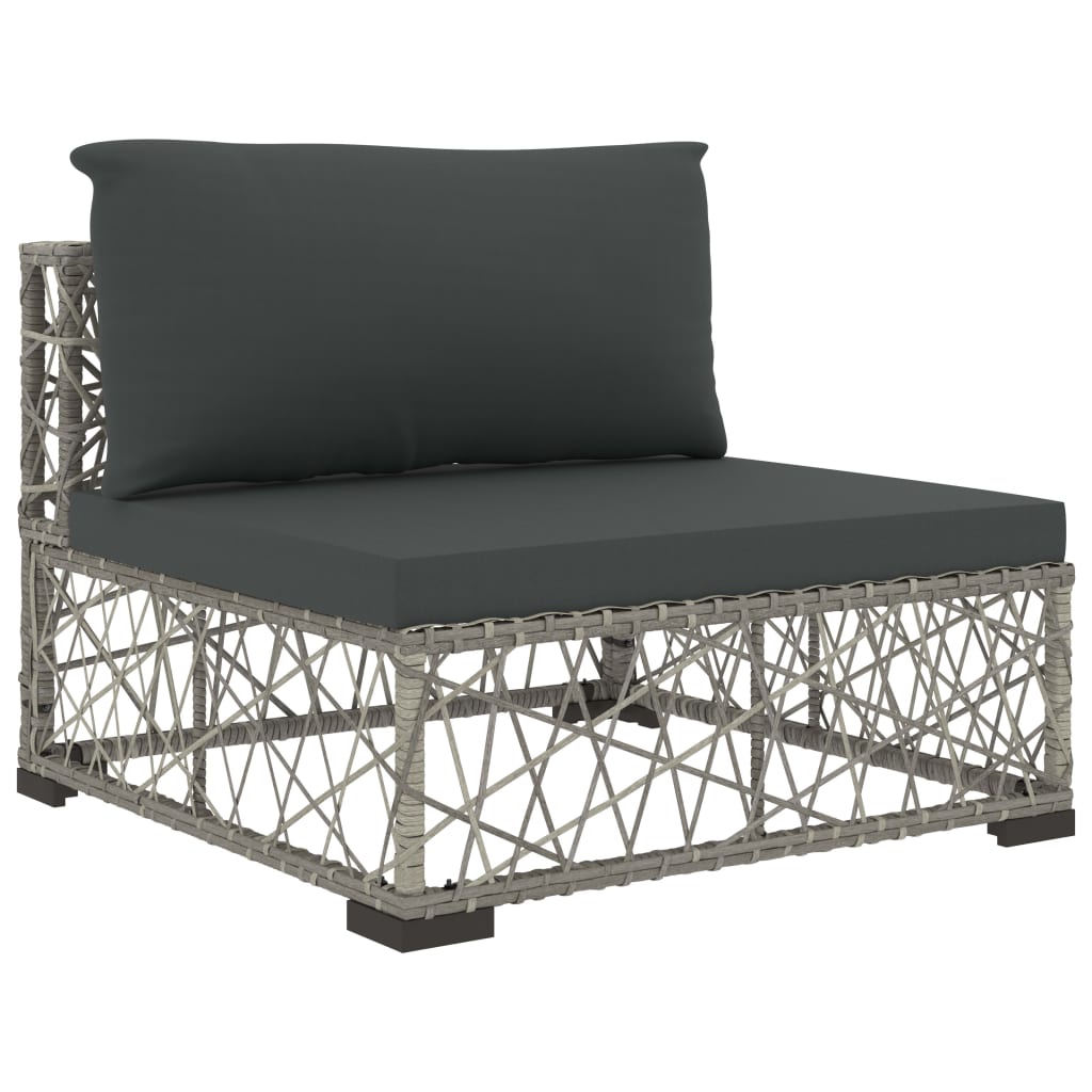 8 Piece Garden Lounge Set with Cushions Poly Rattan Grey - 70×70×52.5cm