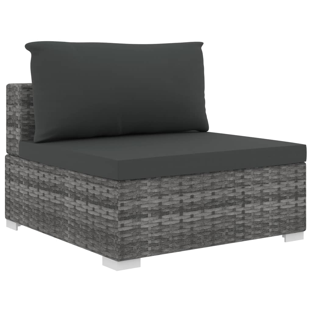 8 Piece Garden Lounge Set with Cushions Poly Rattan Grey - 70×35×45cm