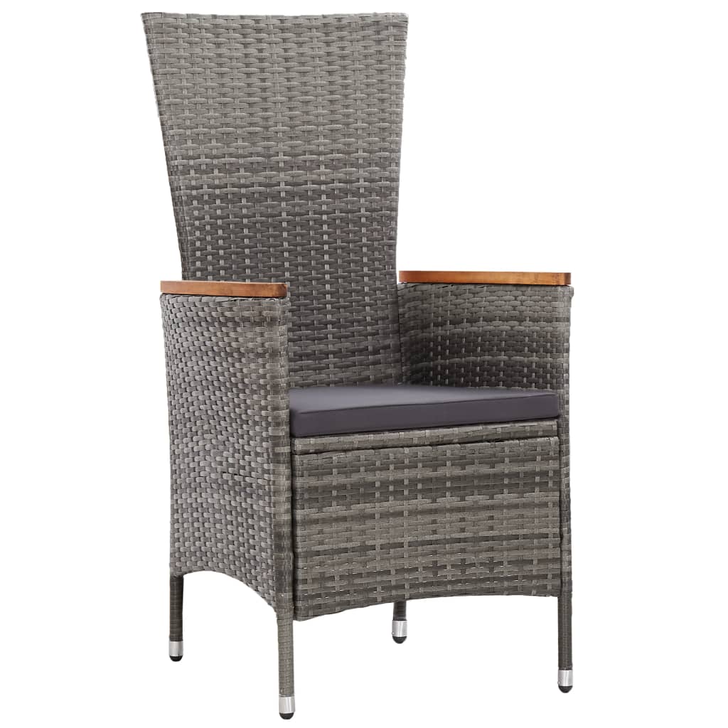9 Piece Outdoor Dining Set with Cushions Poly Rattan Grey - 58×90×91cm
