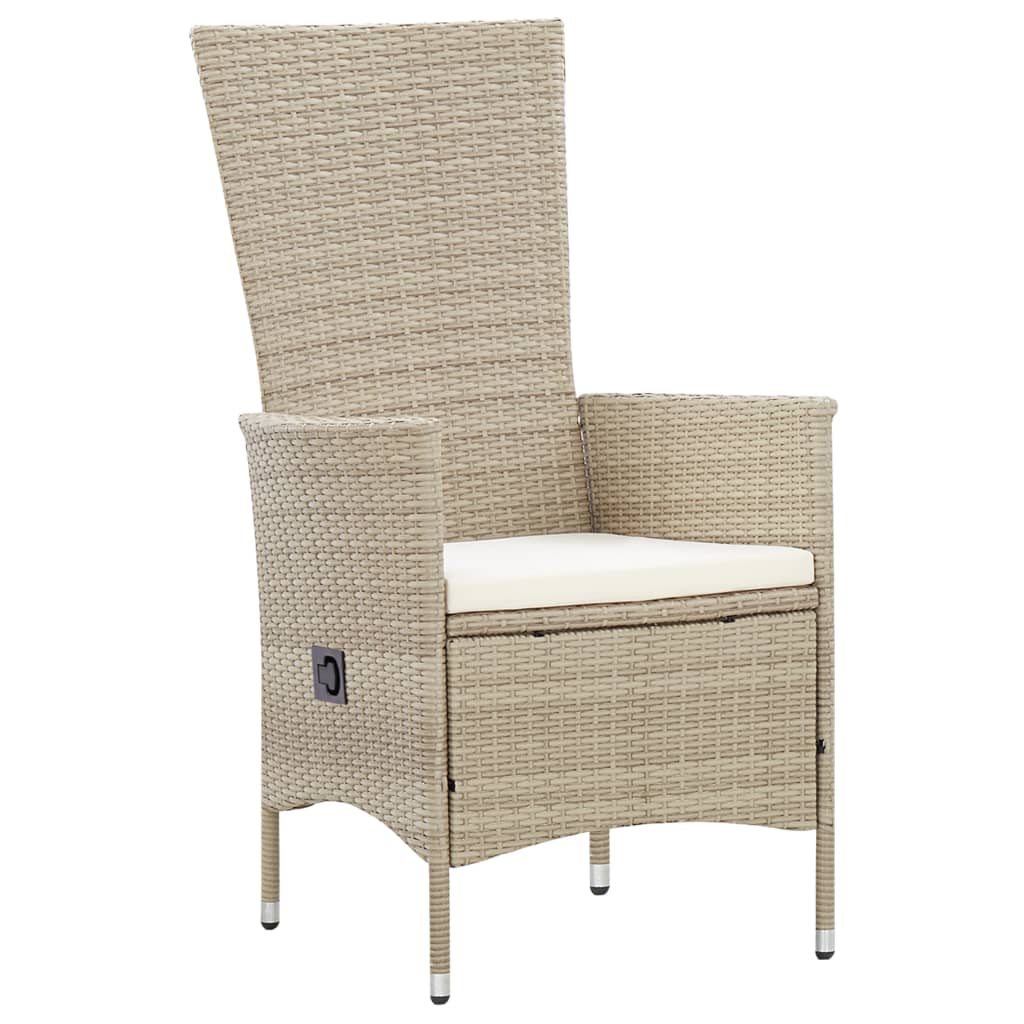9 Piece Outdoor Dining Set with Cushions Poly Rattan Beige - 190×90×75cm