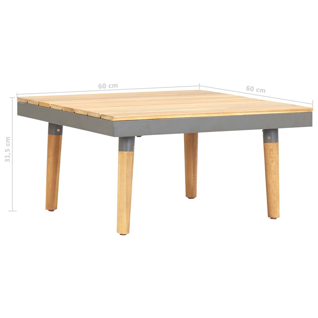 Garden Coffee Table Solid Acacia Wood - 60×60×31.5cm