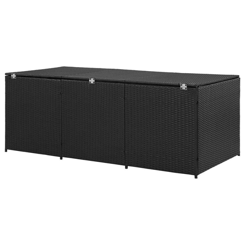 Garden Storage Box Poly Rattan Black - 180×90×70cm