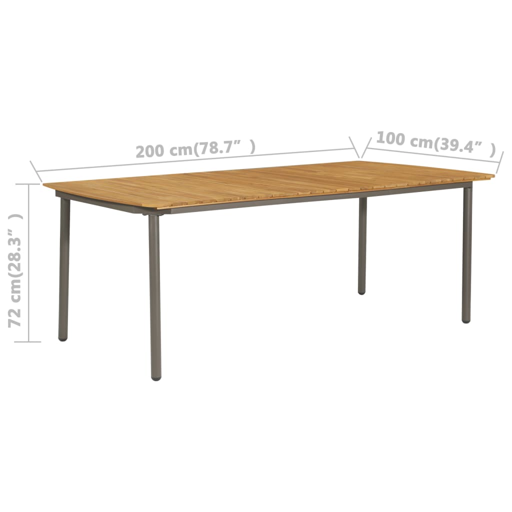 Garden Table Solid Acacia Wood and Steel