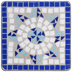 Mosaic Side Table Blue and White Ceramic