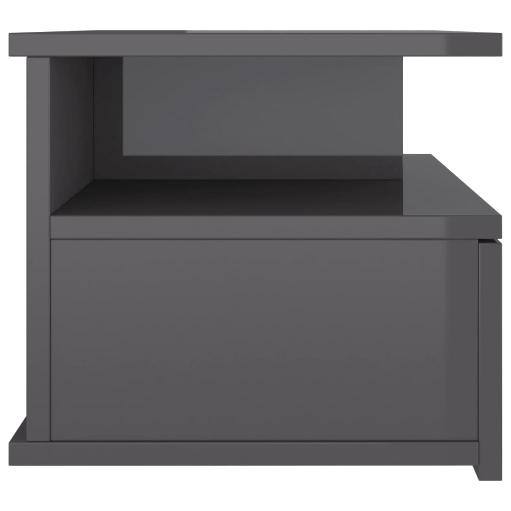 Floating Nightstand High Gloss Grey Chipboard - 40×31×27cm