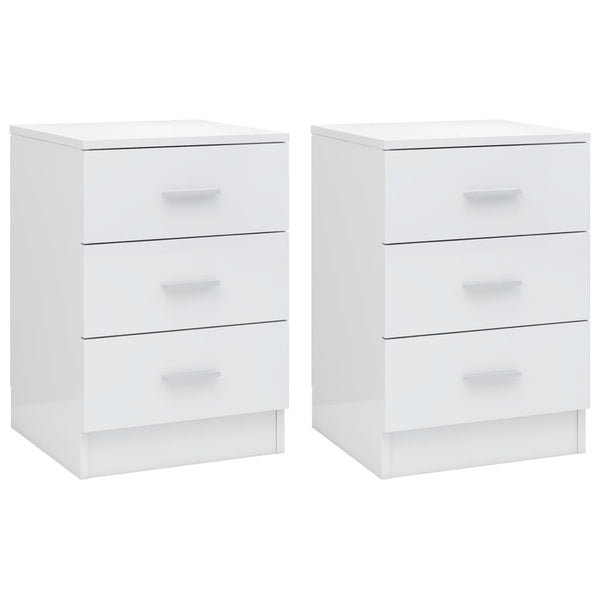  Bedside Cabinets 2 pcs High Gloss White 38x35x56 cm Chipboard