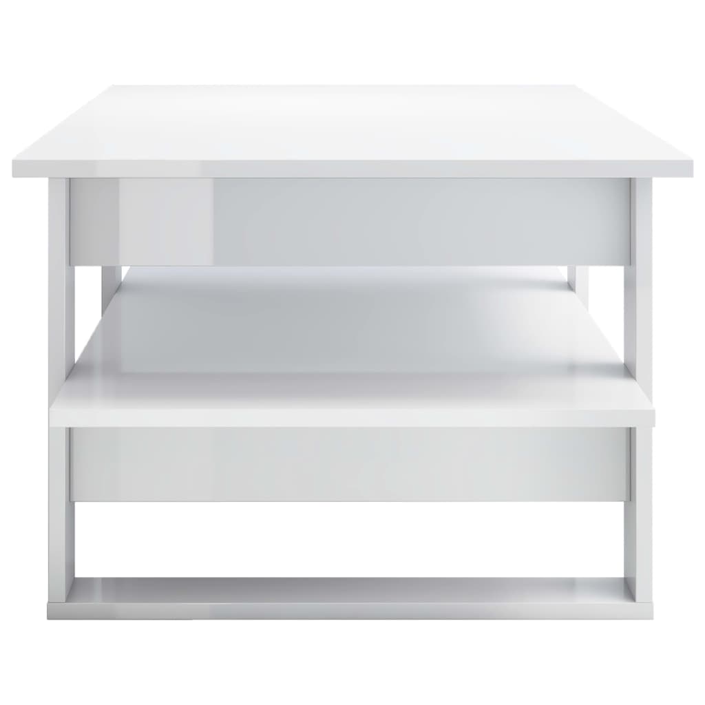 Coffee Table High Gloss White Chipboard - 110×55×42cm