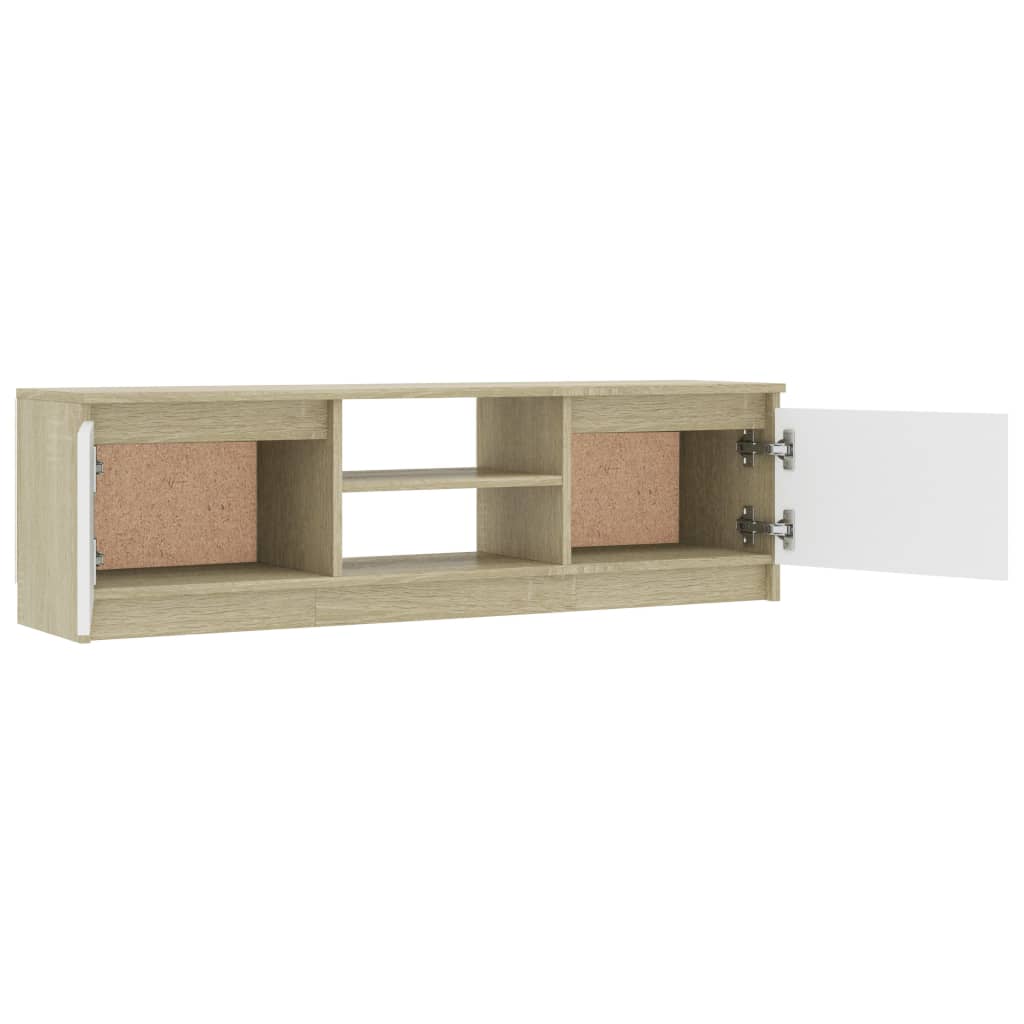 TV Cabinet White and Oak Chipboard