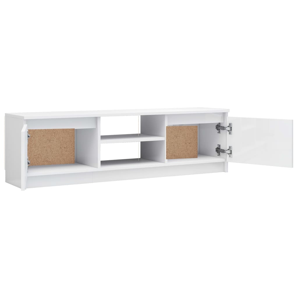 TV Cabinet High Gloss White Chipboard - 120×30×35.5cm