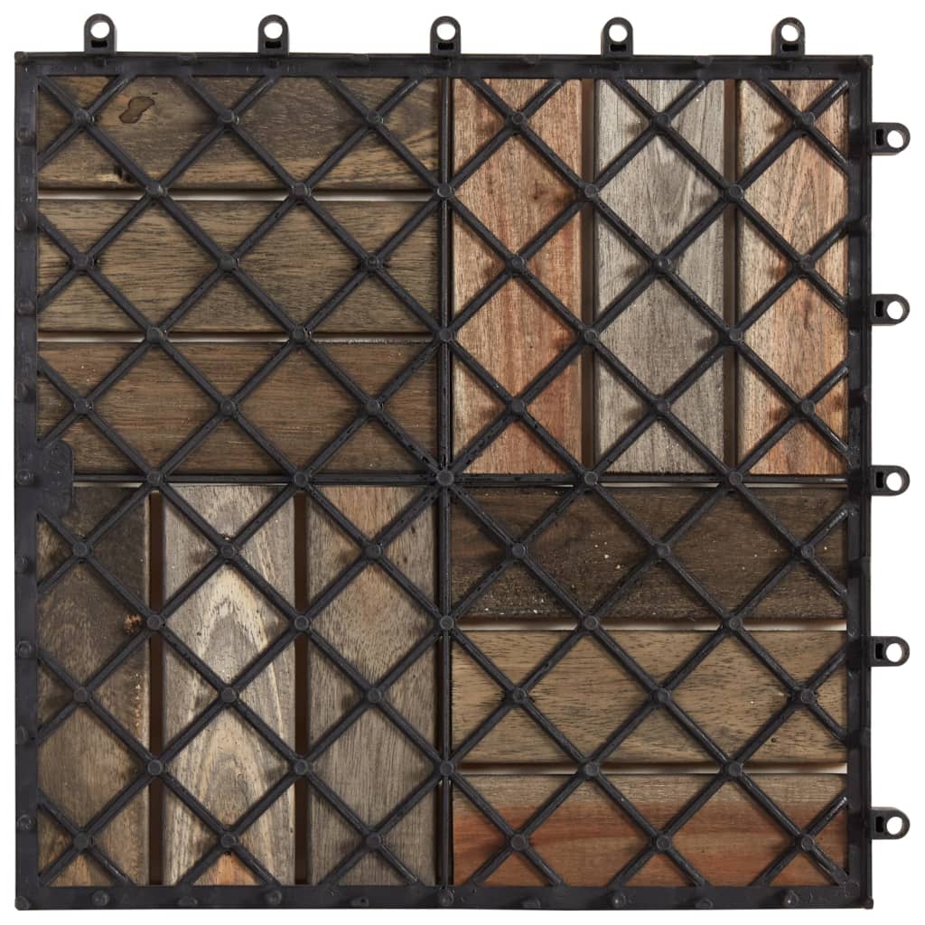 Decking Tiles 10 pcs Grey Wash Solid Acacia Wood - 30×30cm