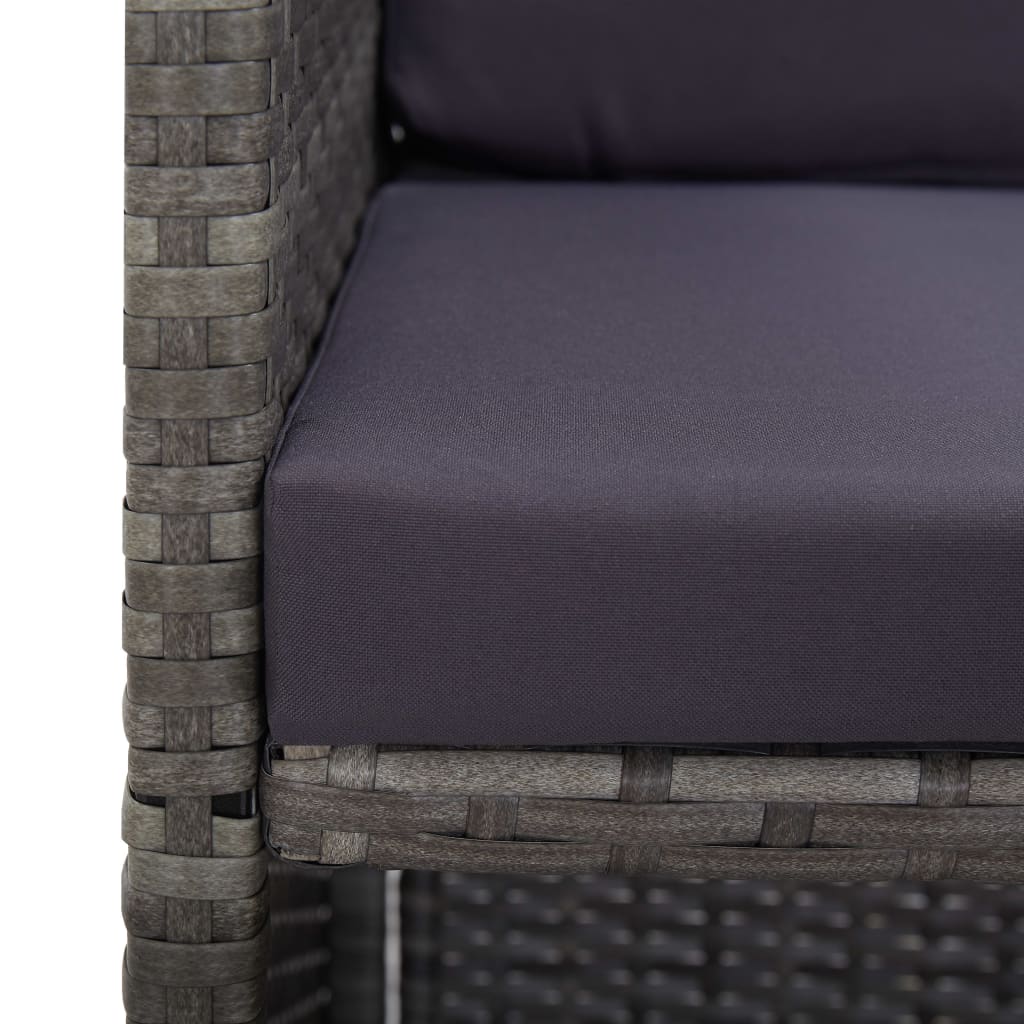 9 Piece Outdoor Dining Set Poly Rattan and Acacia Wood Anthracite