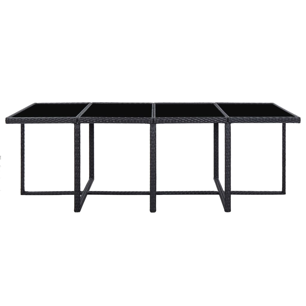 13 Piece Outdoor Dining Set with Cushions Poly Rattan Black - 225×109×74cm