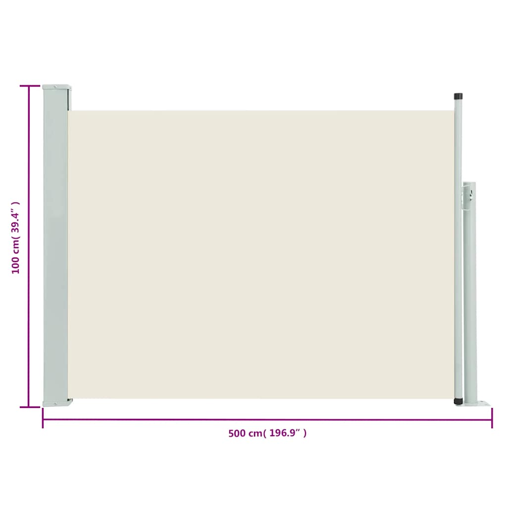 Patio Retractable Side Awning, Cream