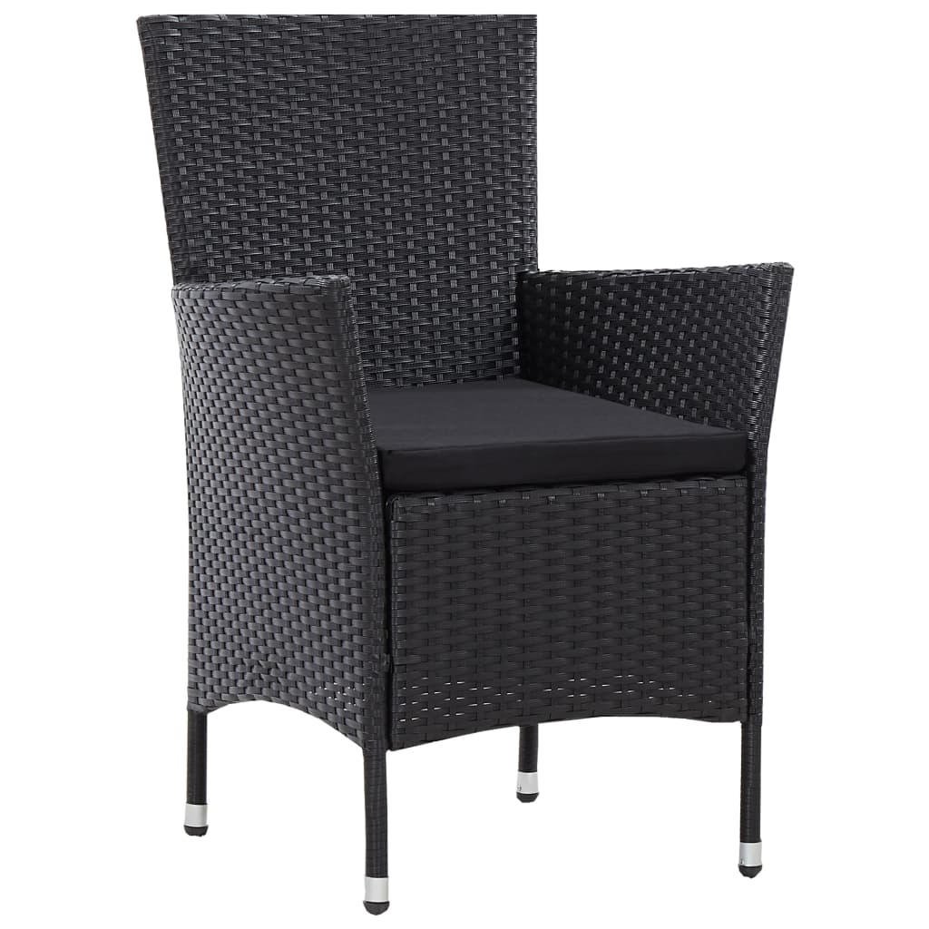 5 Piece Outdoor Dining Set Poly Rattan Black - 90×90×75cm