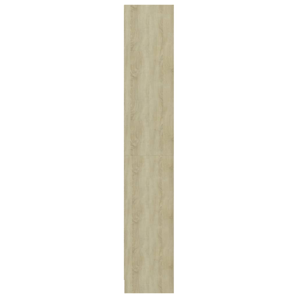 4-Tier Book Cabinet White and Sonoma Oak, Chipboard