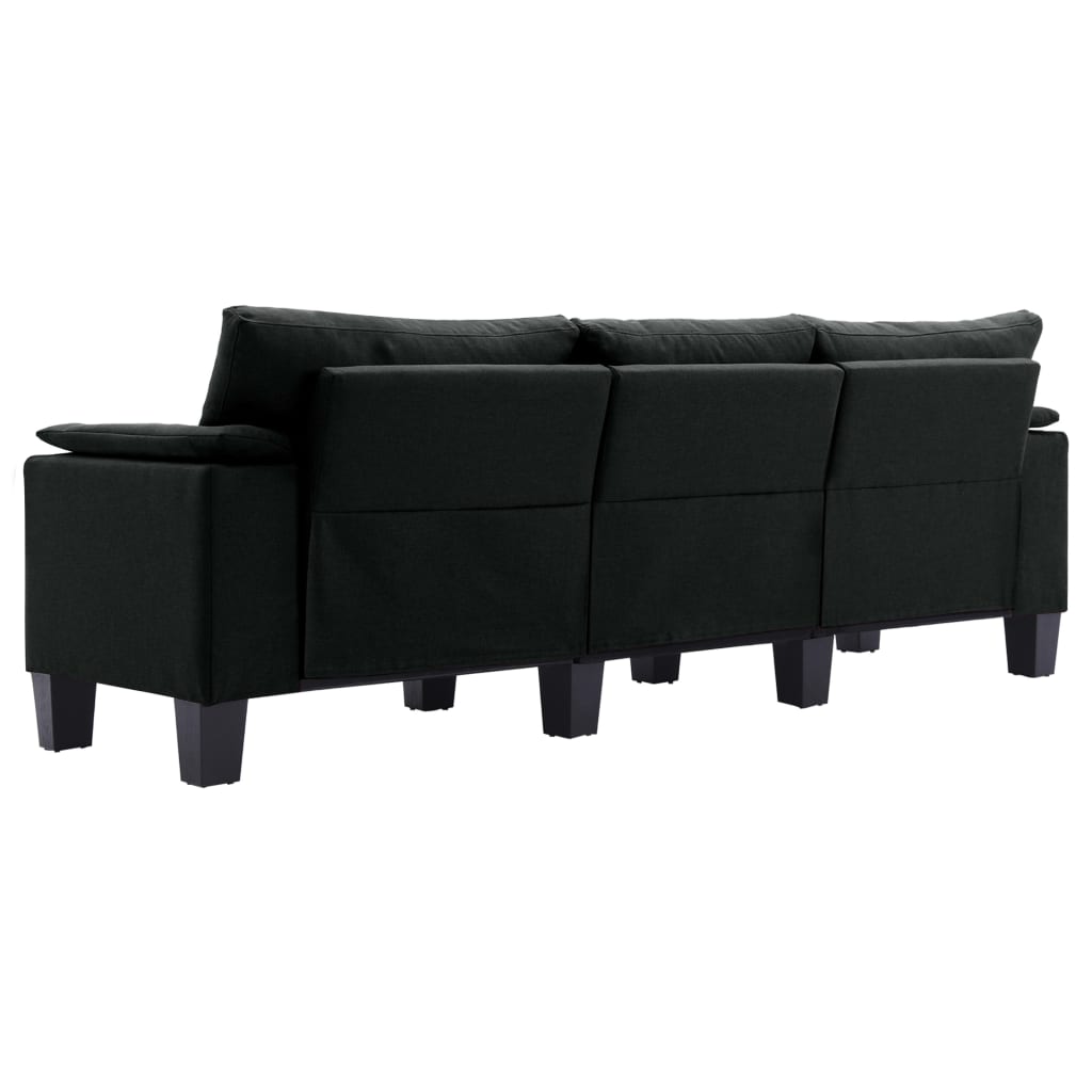 3-Seater Sofa Black Fabric - 198.5×70×75cm