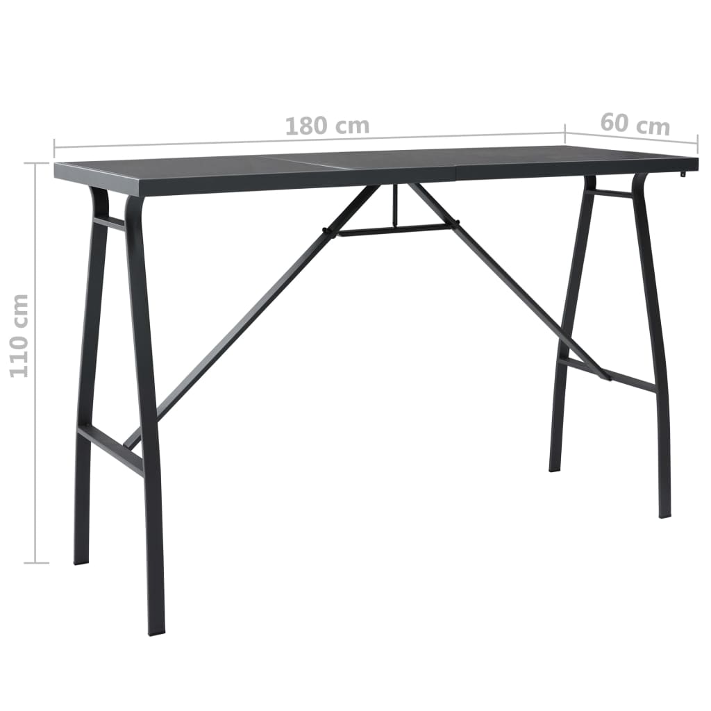 Garden Bar Table Black 180x60x110 cm Tempered Glass