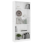 5-Tier Book Cabinet White 80x24x175 cm Chipboard