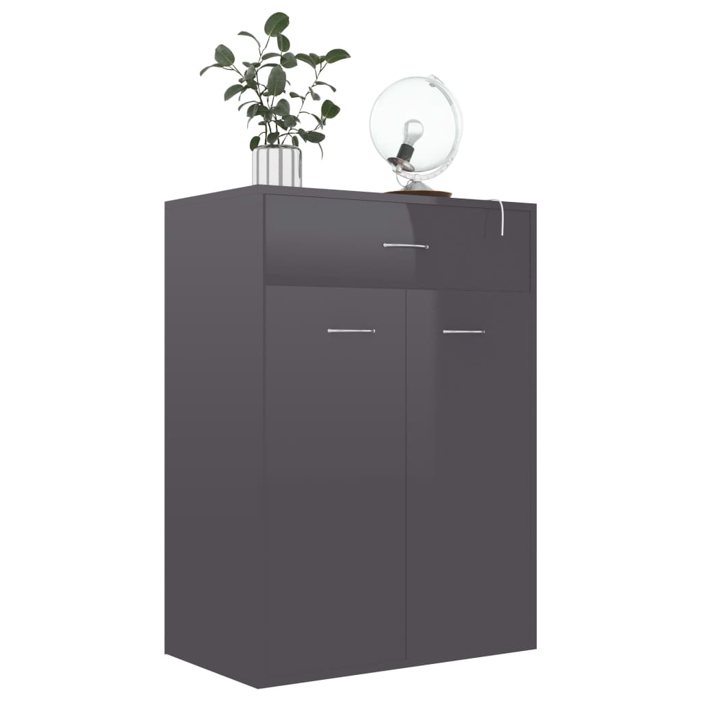 Shoe Cabinet High Gloss Grey 60x35x84 cm Chipboard