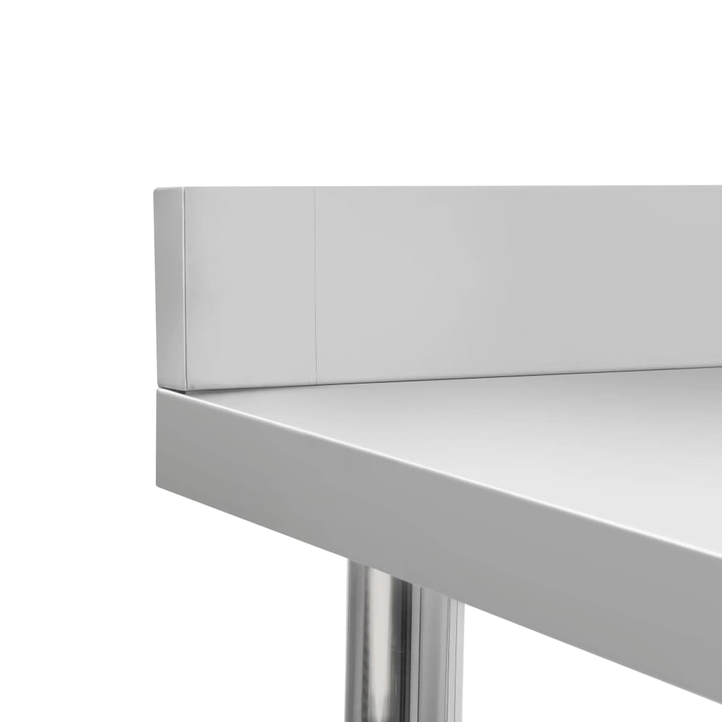Kitchen Work Table with Backsplash Stainless Steel