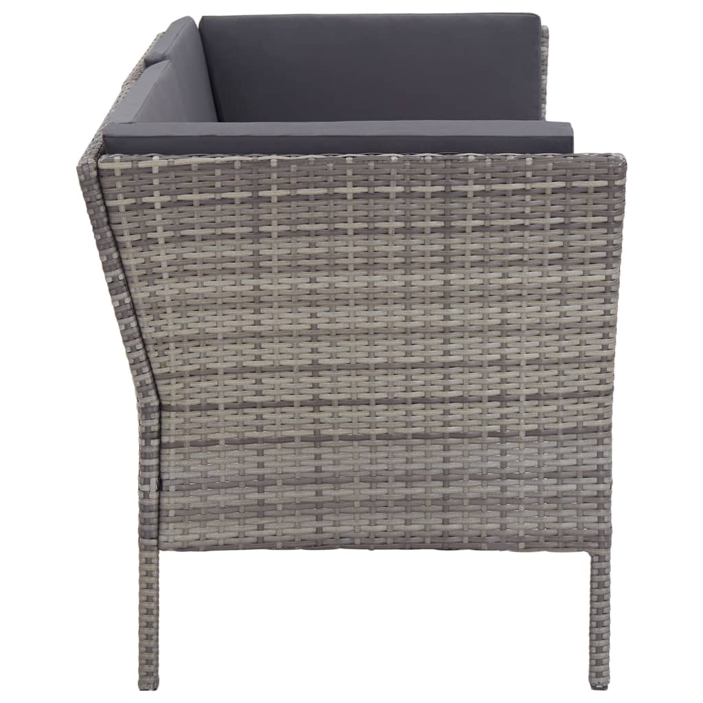 6 Piece Garden Lounge Set with Cushions Poly Rattan - 60×60×35cm