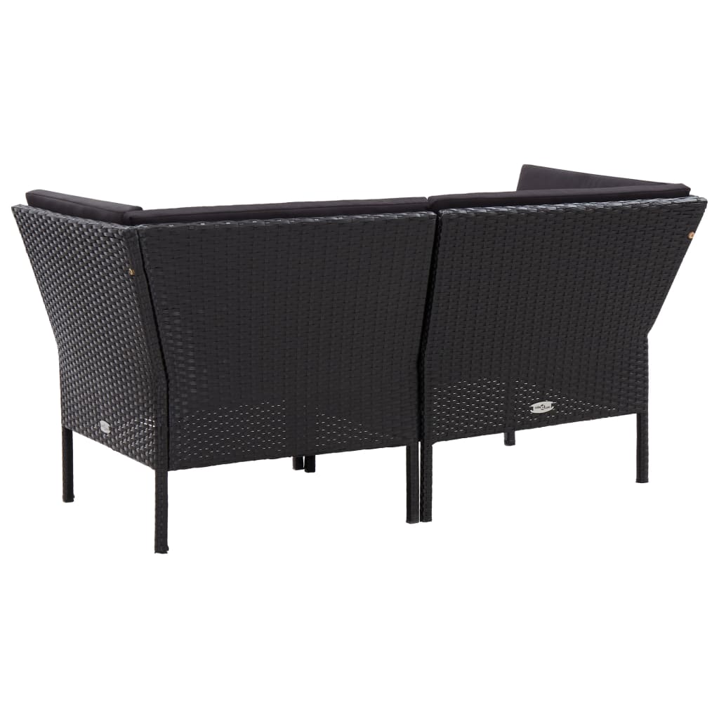 6 Piece Garden Lounge Set with Cushions Poly Rattan Black