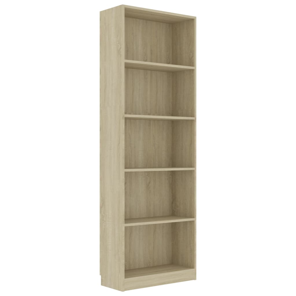 5-Tier Book Cabinet Sonoma Oak 60x24x175 cm Chipboard