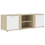TV Cabinet White and Sonoma Oak 120x34x37 cm Chipboard