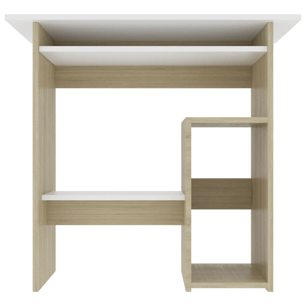 Desk White and Sonoma Oak 80x45x74 cm Chipboard