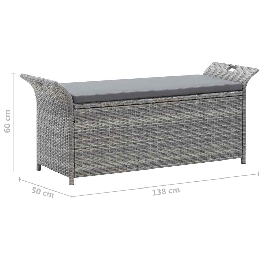 Outdoor Storage Bench Grey Poly Rattan 138cm | HomeAndLiving