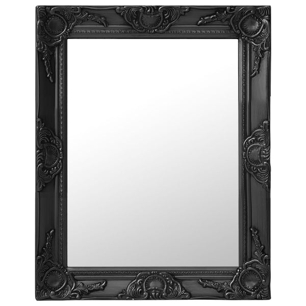 Wall Mirror Baroque Style Black