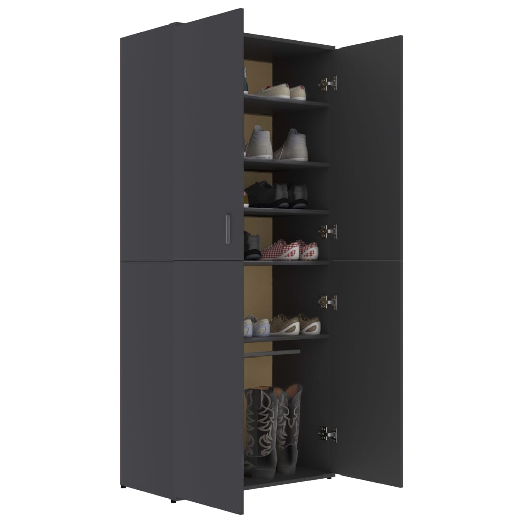 Shoe Cabinet Grey 80x39x178 cm Chipboard