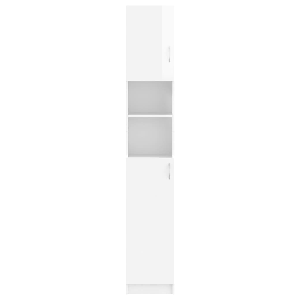 Bathroom Cabinet High Gloss White 32x25.5x190 cm Chipboard