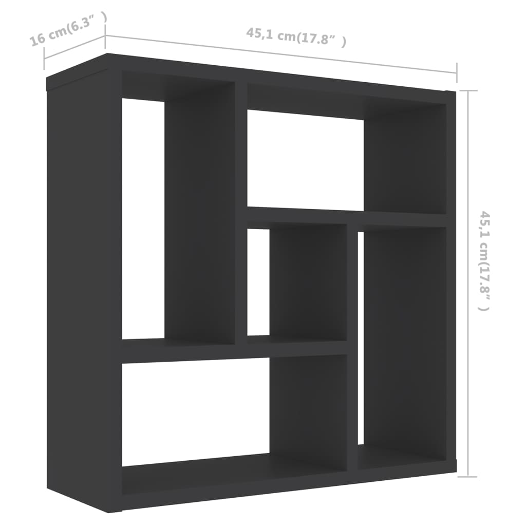 Wall Shelf Grey 45.1x16x45.1 cm Chipboard