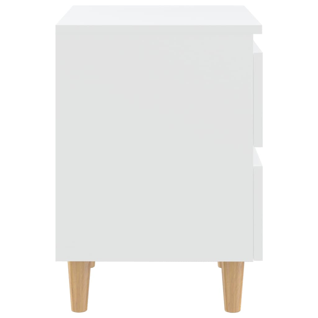 Bed Cabinets with Solid Pinewood Legs 2 pcs White
