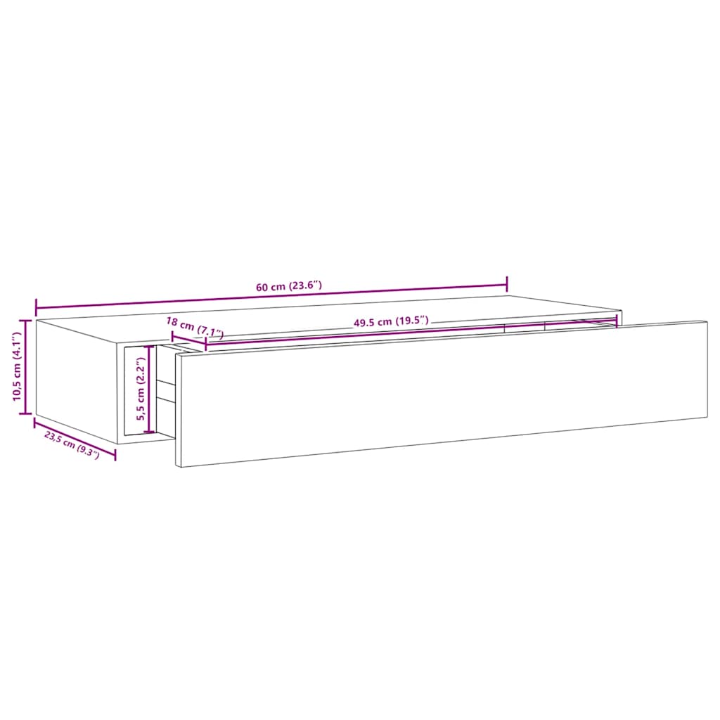 Floating Drawer Shelves Set 2 Black MDF | HomeAndLiving