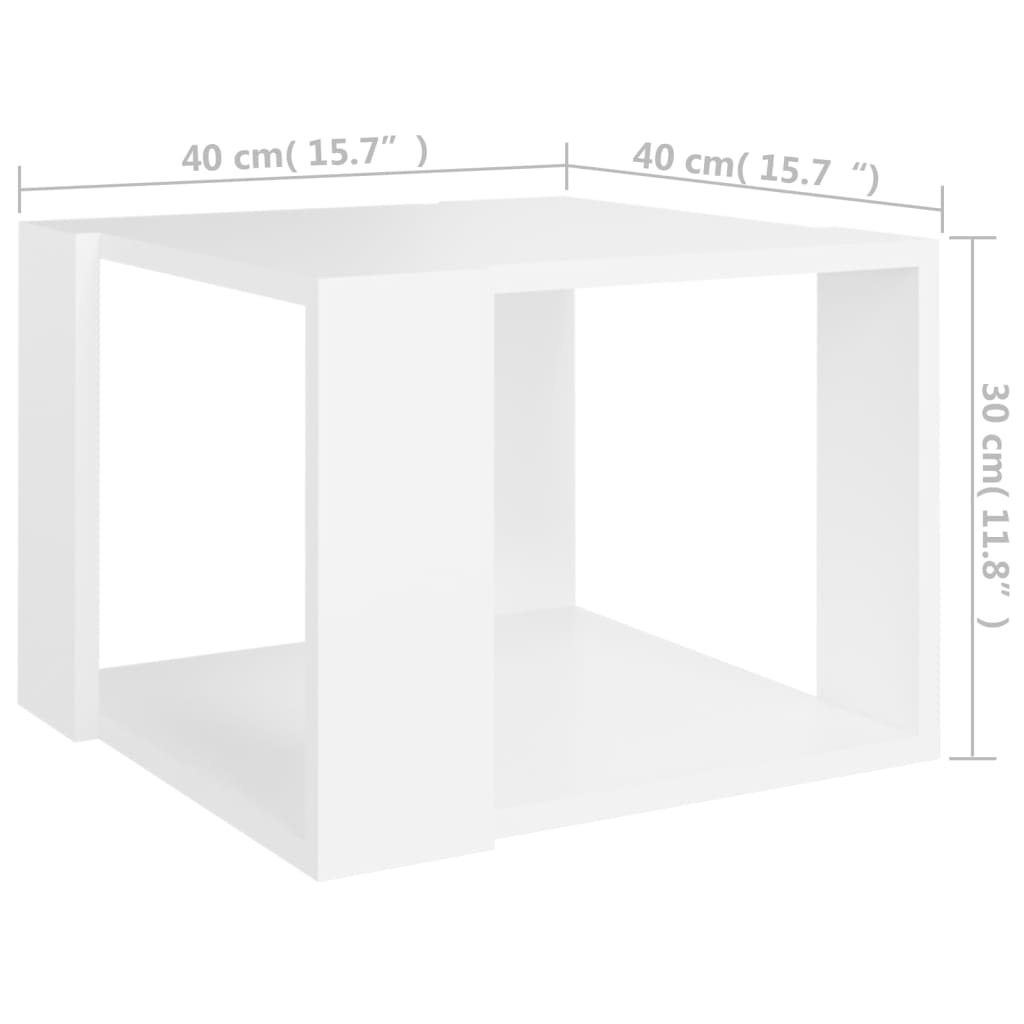 Coffee Table White, Engineered Wood - 40×40×30cm