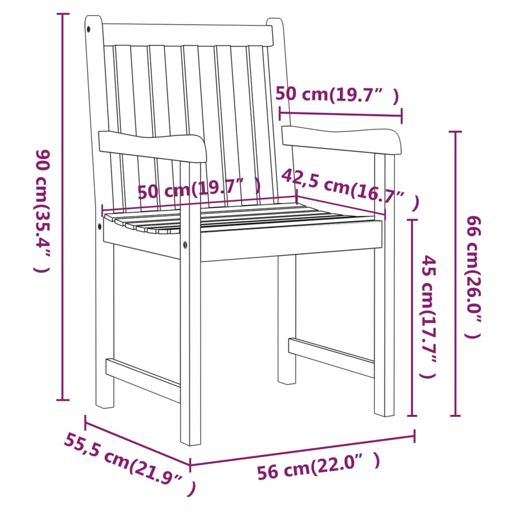 Space Saving Garden Chairs 2 pcs Solid Lounge Area Patio Relax