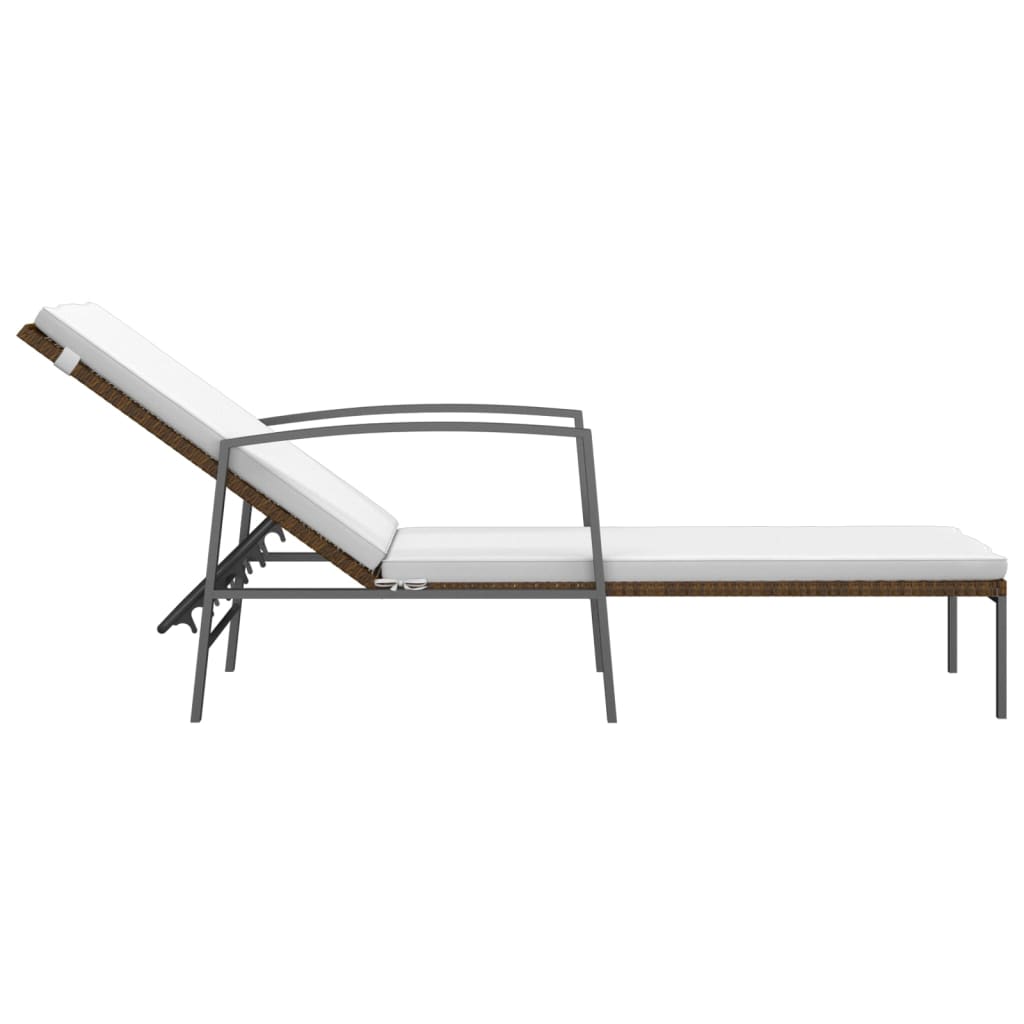 Sun Loungers 2 pcs with Table Poly Rattan Brown - 30×30×31cm